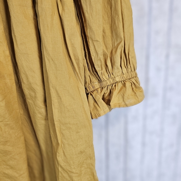 Aaron & Amber Mustard Yellow Cotton Mini Dress Medium - Picture 2 of 3